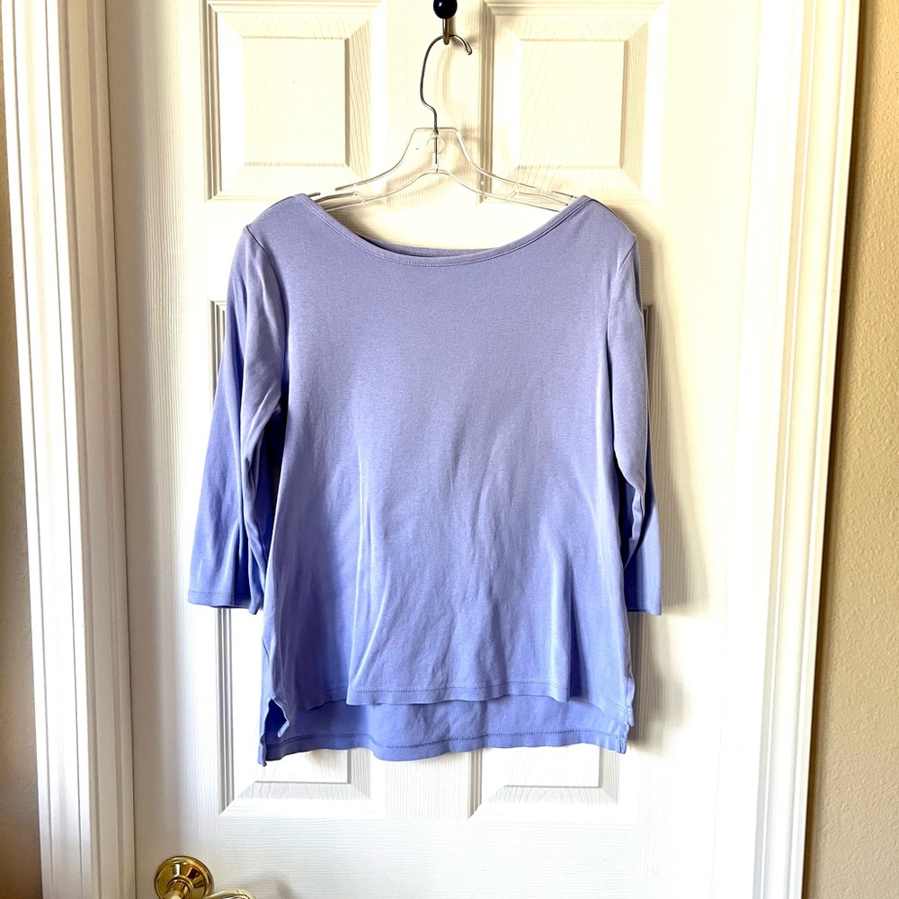 🌻Chico’s Boatneck Elbow Sleeve Tee beautiful lavender color